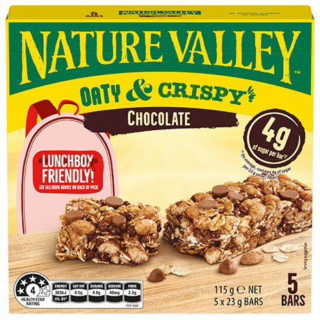 A box of Nature Valley Oaty & Crispy bars CHOCOLATE