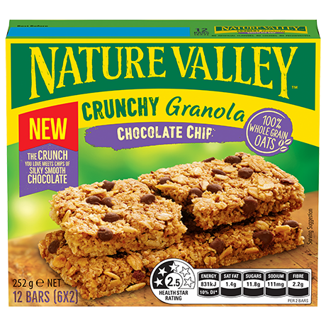 A box of Nature Valley Crunchy granola bars Chocolate Chip