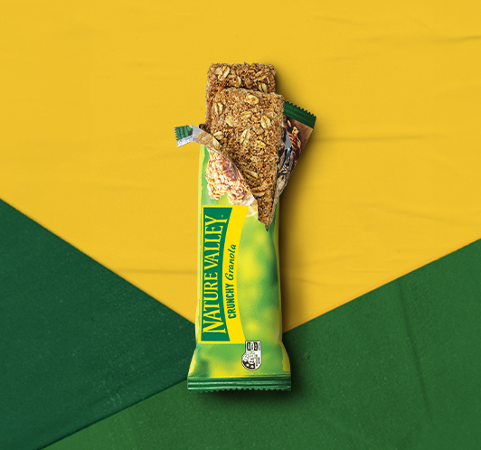 banner with an open package of Nature Valley Crunchy Granola bars